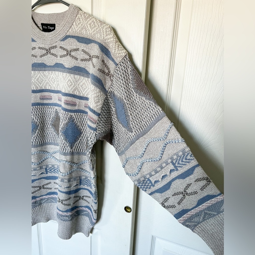 FINAL SALE Vintage Sao Tiago Knit Geometric Sweater - Picture 3 of 7